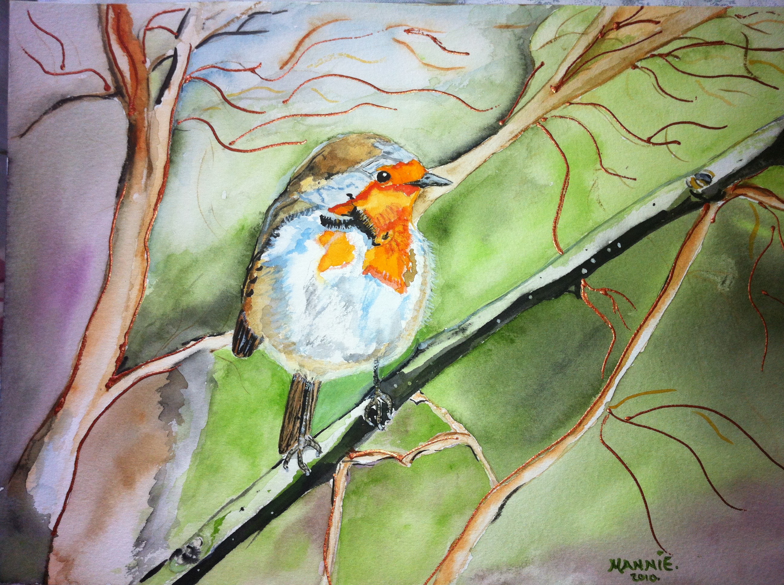 Aquarel Roodborstje